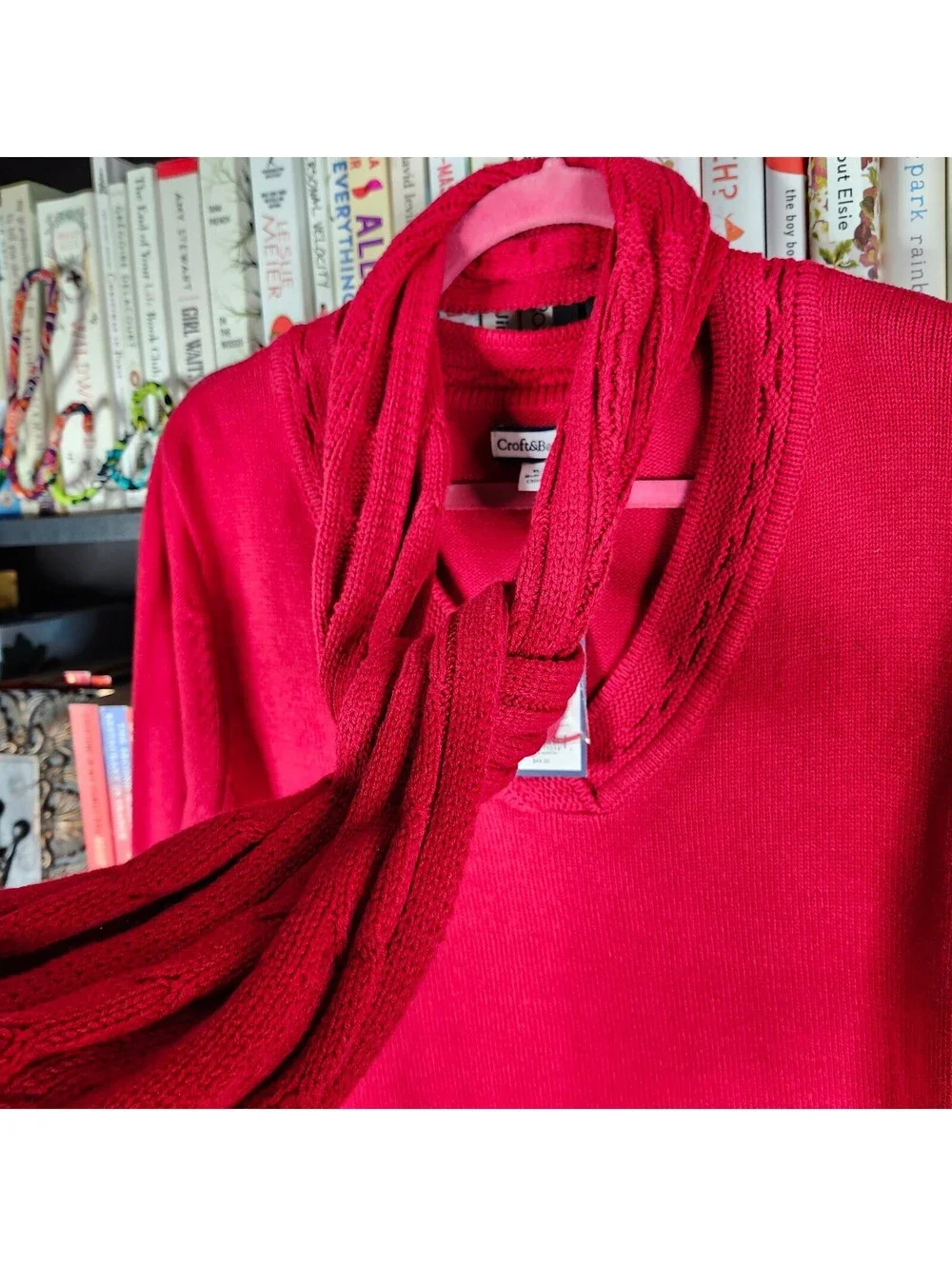 Croft & Barrow Sweater & Matching Scarf Set XL Red NWT Soft Knit Gift Set